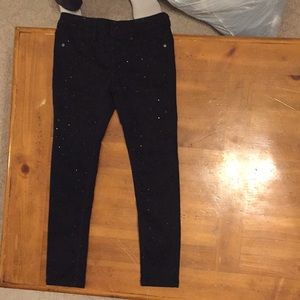 Black jeans with rhinestones on front